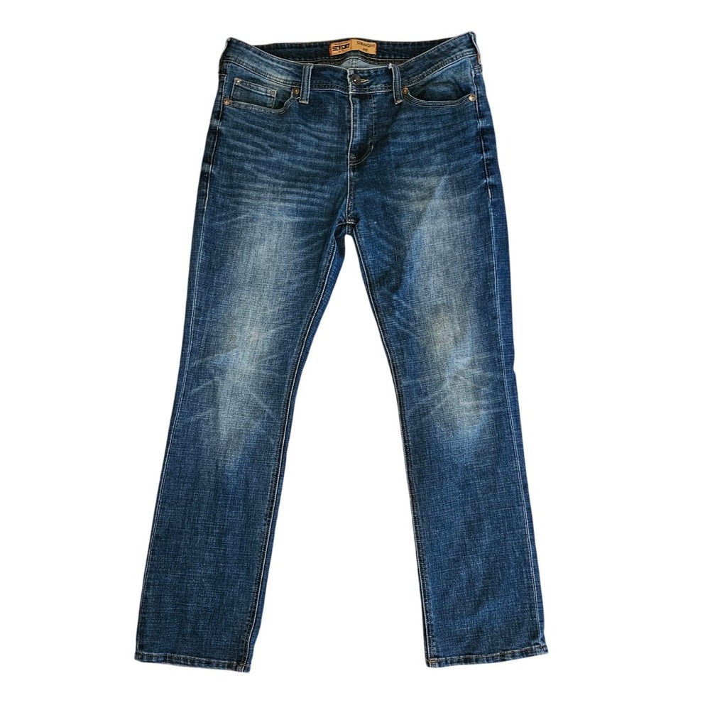 Seven7 Premium Denim Co Mens Straight Fit Jeans Medium Wash Blue W34 L32